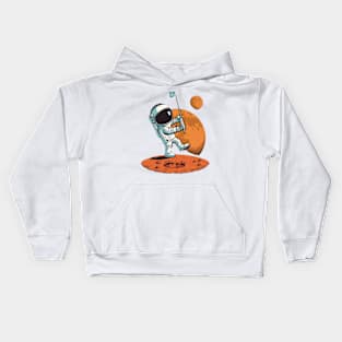 Astronaut playing golf in space Kids Hoodie